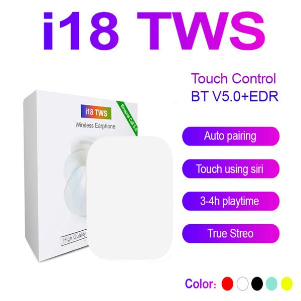 

i18 tws touch5.0 wireless bluetooth headphones support pop window stereo earphones earbuds auto power on auto paring touch using