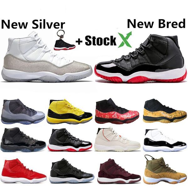 

новейший 2020 jumpman bred 11 баскетбол обувь 11s metallic silver concord 45 холодный серый cap и платье гамма мужские женские кроссовки спо