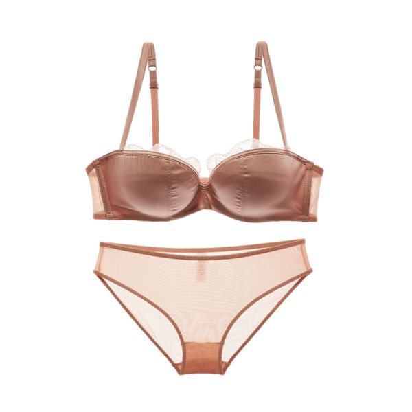 

новые кружева сексуального глубокий v-образный вырез атласа тонкой верхней трубы чашка дизайна мода набор бюстгальтер белье, Red;black