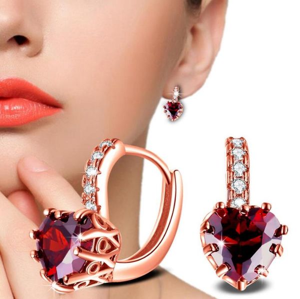 

fashion zircon cute heart crown small hoop earrings for baby girls women lady beautiful loop huggies earring jewellery, Golden