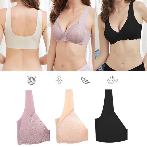 

women sports adjustable front closure extra-elastic breathable lace bra underwear m8694, Red;black