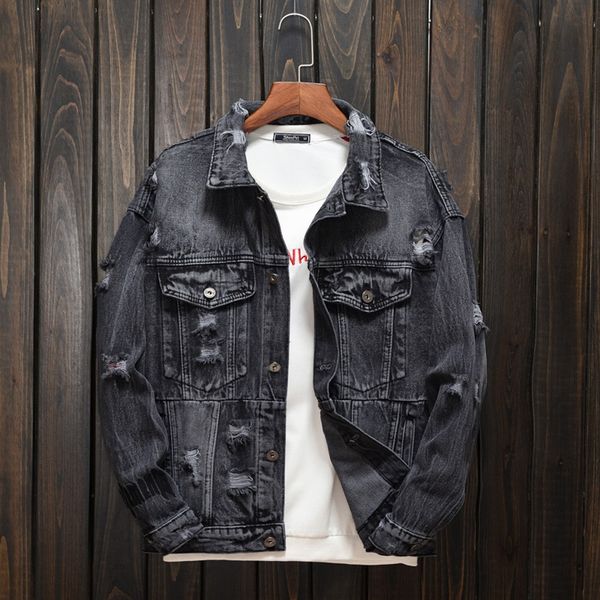 

men's new fashion autumn winter casual denim letter jacket long sleeve coats dropshiping casaco masculino w821, Black;brown