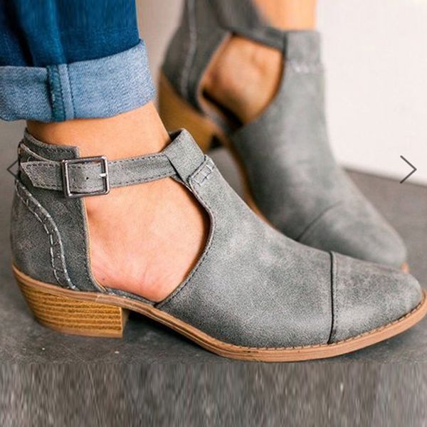 

buckle strap ankle boots for women fashion shallow hollow out winter boots women suede calf large size, Black