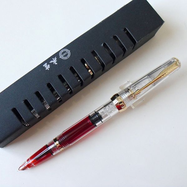 

wing sung 618 classic fountain pen piston transparent authentic quality iridium fine 0.5mm outstanding ink pen writing gift set