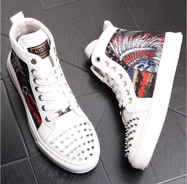 

fashion male shoes high sneakers increased high punk men's platform casual shoes ankle boots zapatos hombre, Black