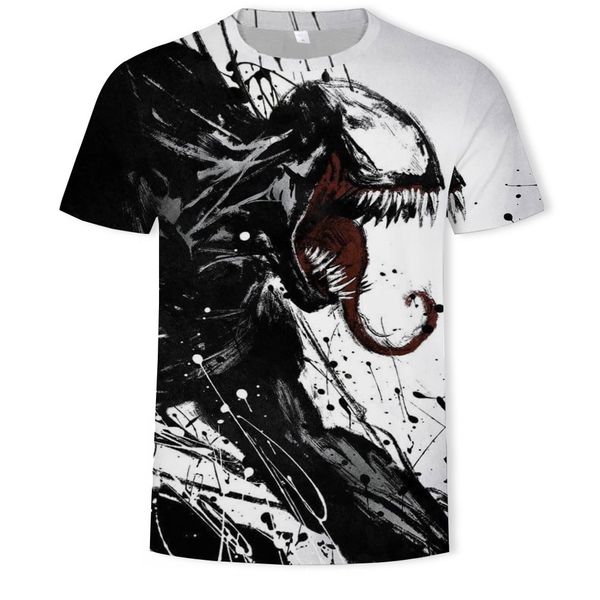 

mens designer venom digital printing round neck short sleeve, White;black