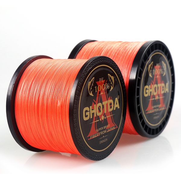 

ga braided fishing line 4 strands multifilament orange 300m 500m 1000m cord linha multifilamento 4 weaves fishing