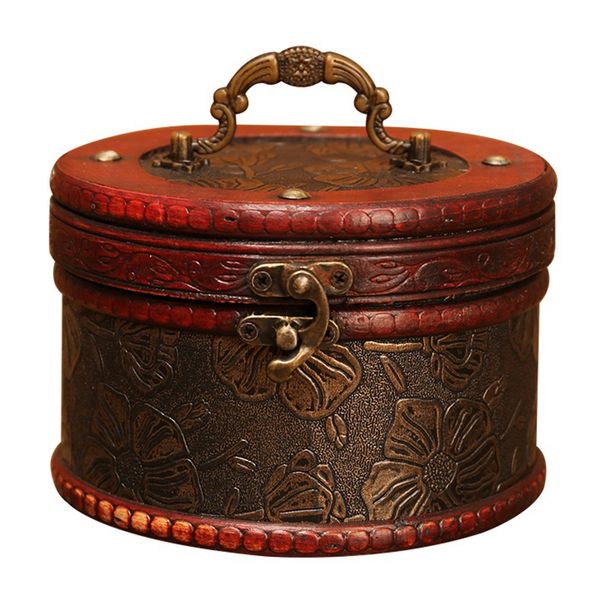 

old-fashioned wooden storage box, jewelry and other small items creative storage box, jewelry box, Pink;blue
