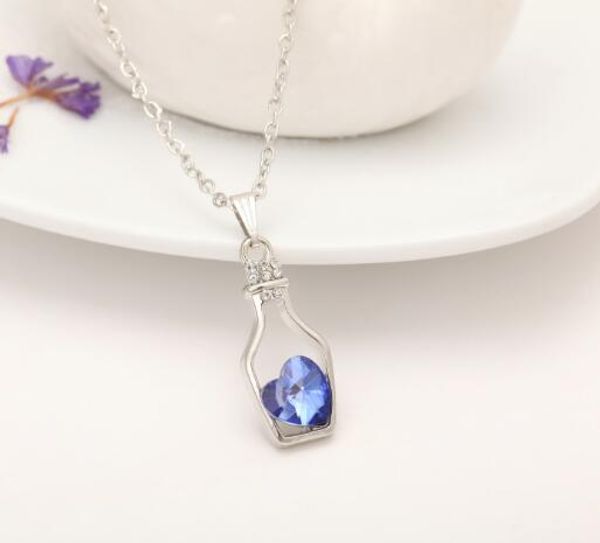 

fashion- love crystal pendant necklaces diamond alloy statement necklace sweater necklace locket jewelry fashion christmas gift, Silver