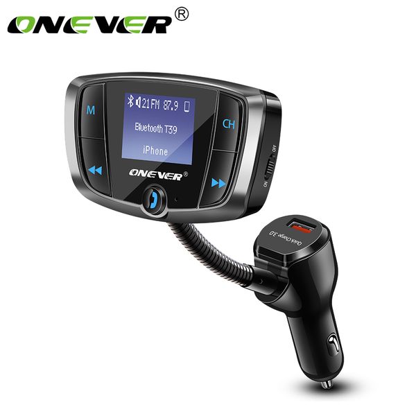 

onever t39 fm transmitter bluetooth car kit support qc3.0 quick charge tf card u disk
