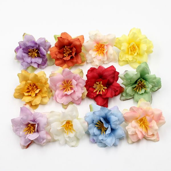 

10pcs/lot 5cm plum head silk artificial flower wedding party home decor diy wreath scrapbook gift box craft fake flower
