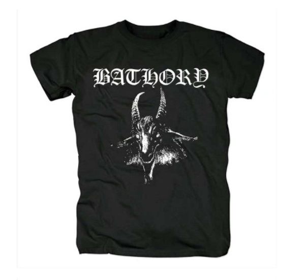 

mens tshirt bathory goat fashion style heavy metal printing black loose tee for men and women, White;black