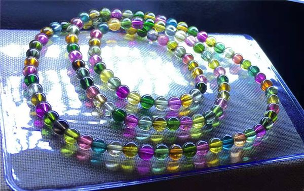 

4.9mm natural tourmaline gems stone crystal clear round bead three laps bracelets for woman lady drop shipping, Black