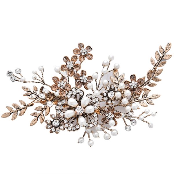 

new beauty bride headdress p studio wedding pearl hairpin wedding accessories europe and america jewelry, Golden;white
