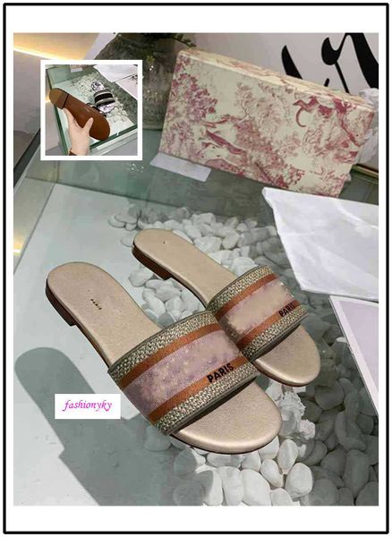 

brand new dazzle flowers trendy bohemia women slippers letter embroidery lady sandal designer casual slipper, Black