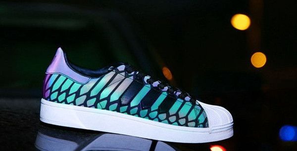 

new shell head casual shoesthe chameleon men's and women's shoes zx flux xeno new reflective black snake spirit leisure shoes size