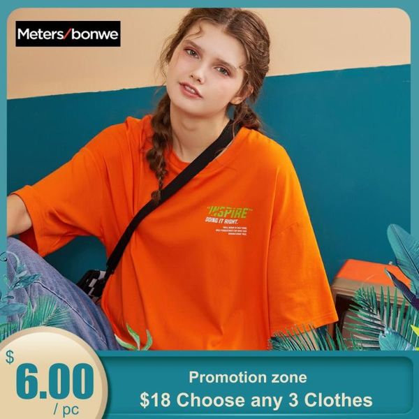 

metersbonwe girls t-shirt for women casual loose t-shirt women oversize letter printing 726745, White