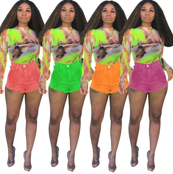 

Women ripped hole denim hort bodycon lim hort jean lady ummer clothe plu ize 2xl 0365 328