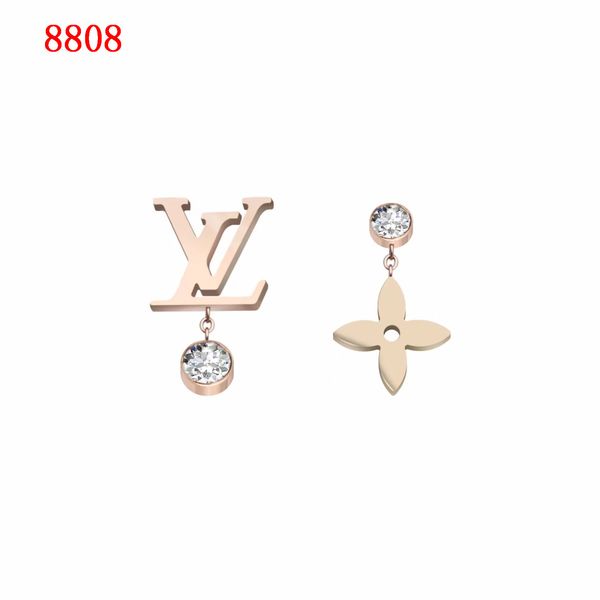 

luxury designer jewelry women earrings four leaf flower earrings stainless steel silver rose gold elagant asymmetrical diamond stud 6, Golden;silver