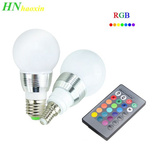 

haoxin rgb светодиодная лампа e27 e14 7w rgb свет ac85-265v праздник lampara remote пульт дистанционного управления bombillas контроллер 16