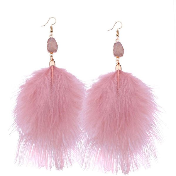 

2018 new arrive fashion boho earrings for women temperament fluffy feather dangle pendant statement jewelry ear accessories, Silver