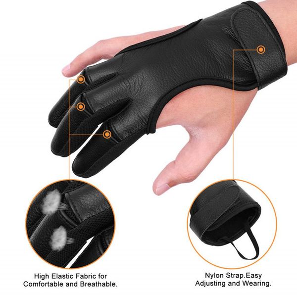 

pu traditional shooting gloves archery three-finger finger protection gloves outdoor hunting thickened soft leather gloves