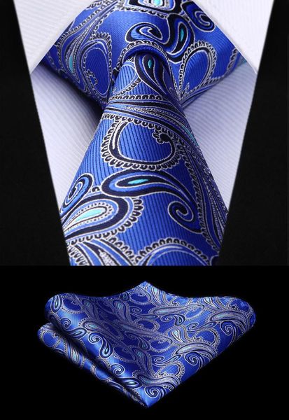 

party wedding classic fashion pocket square tie new paisley floral blue mens tie woven silk necktie handkerchief set tp841b8s, Blue;purple