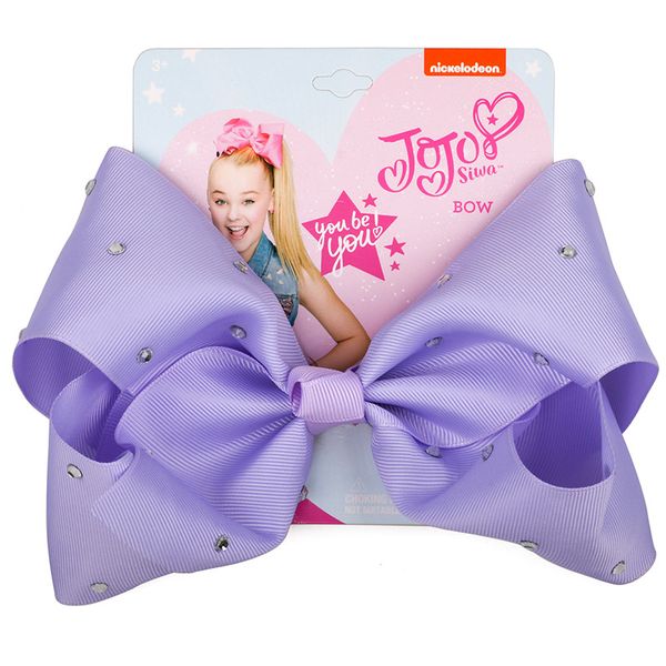 

8" large jojo siwa ribbon knot hair accessories for children jojo bows hair clip handmade crtstal baby girls hairpin, Slivery;white