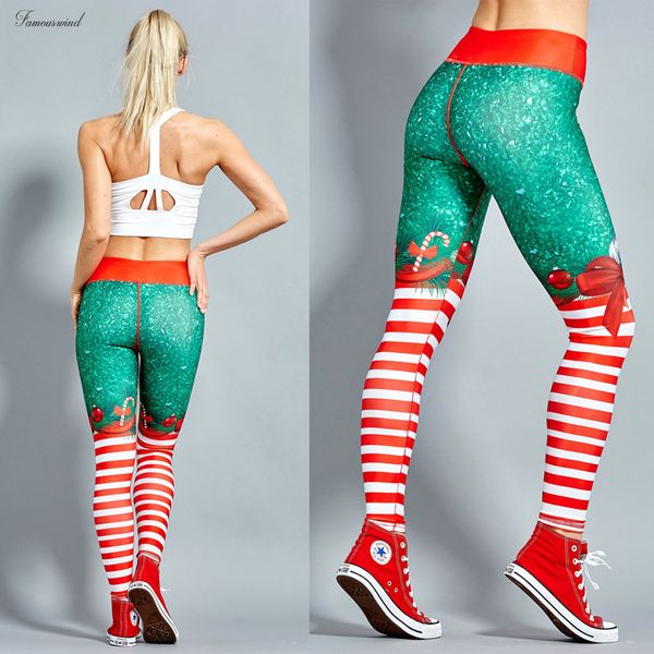 

2019 hayoha christmas legging high printing leggings put elastic hip high waist breathable merry christmas pants good quality, Black