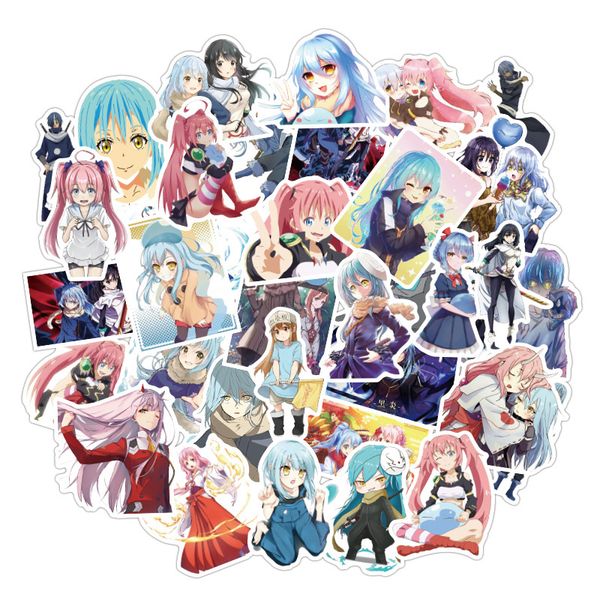 

50 pcs regarding reincarnated to slime anime waterproof stickers graffiti for diy sticker on suitcase luggage lapbicycle skateboard car