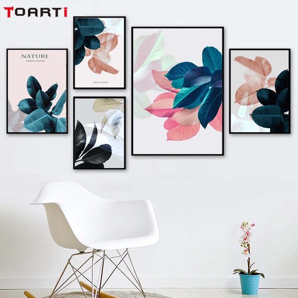 

paintings colorful leaf posters prints natural green plants canvas painting on the wall for living room nordic art picture home decoration