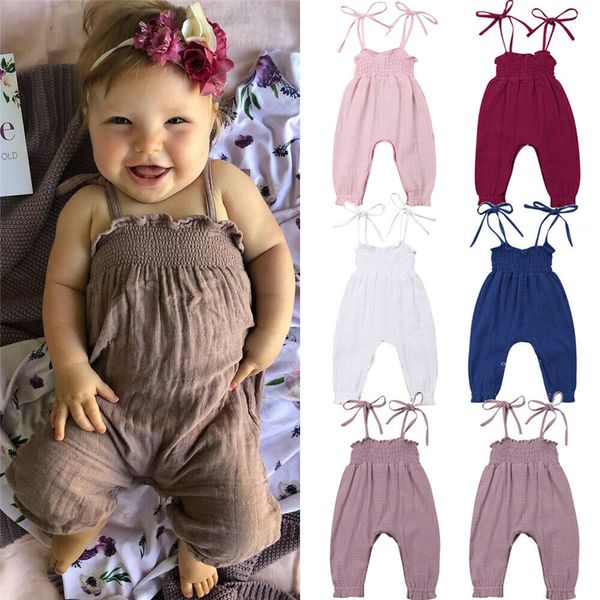 

pudcoco infant clothing brand toddler rompers baby girl strap pants solid romper overalls newborn outfits sunsuit 0-24m, Blue