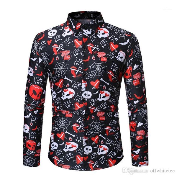 

casual shirts fashion christmas print lapel neck single breasted mens shirts designer males clothing christmas day mens, White;black