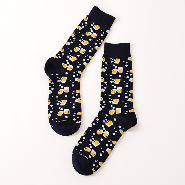 

socks men musical note beer printed cotton hip hop long happy funny sox harajuku calcetines meias male new style, Black
