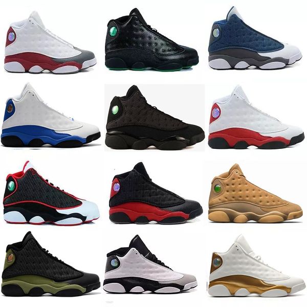 

wholesale new shoe 13 xiii 13s men women basketball shoes flints bred all black white hologram brown sport sneaker 5.5-13