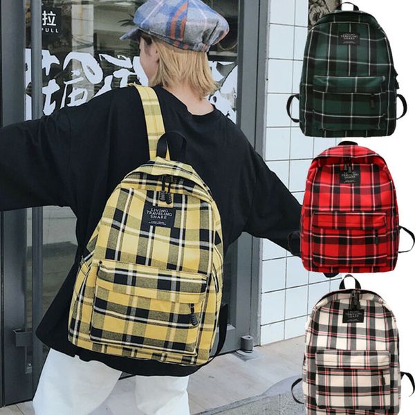 

fashion ladies girl studnets school bag casual travel backpack plaid zipper canvas shoulder bags travel satchel