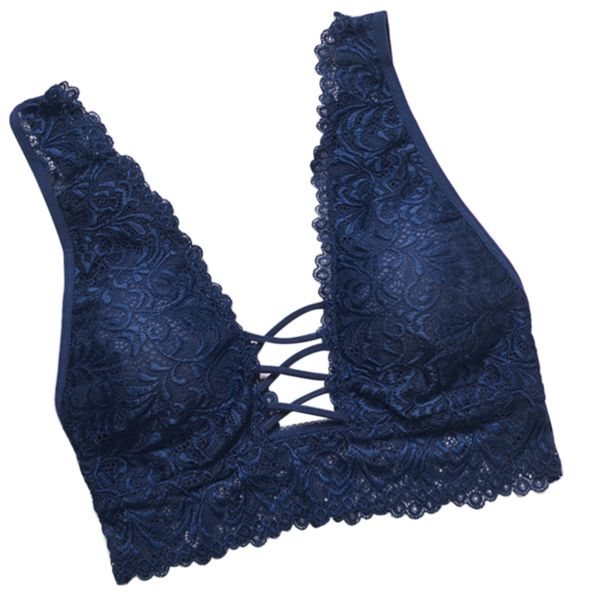 

breathable lingerie back cross wirenylon underwear deep v solid tank brassiere camisoles women bra lace bralette, Red;black