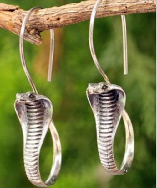 

womens earrings thai silver sterling antique silver/gold snake dangle hook earrings