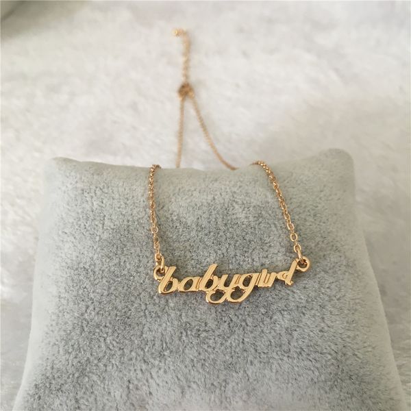 

cute girly gold plating babygirl letter logo pendant short delicate necklace for women girl, Golden;silver