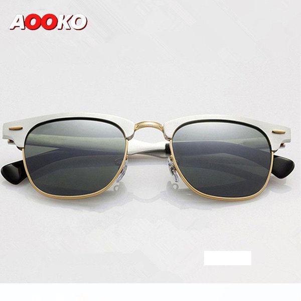 

luxury- sunglasses for men sports sunglasses soscar 3507 aluminum magnesium frame green classic g-15 lenses with original leather box, White;black