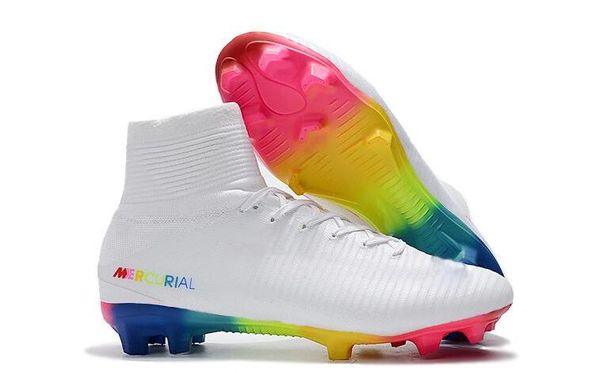 

2019 white rainbow outdoor shoes cleats mercurial superfly v sx neymar shoes cristiano ronaldo boots