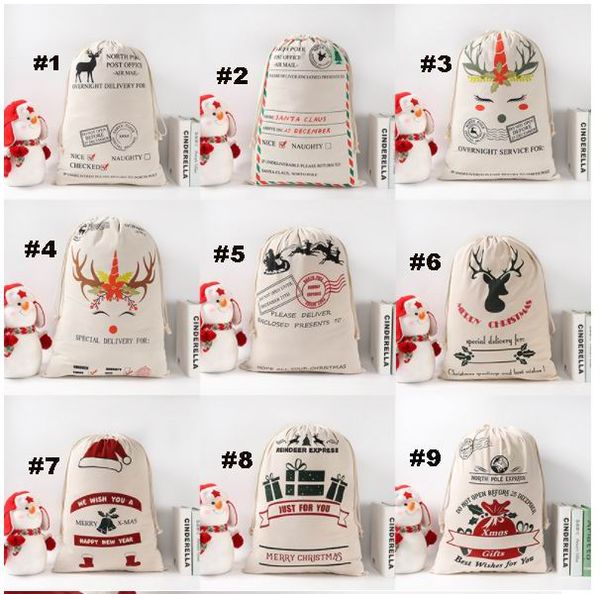 

2020 new year gift santa sacks personalized large santa claus bag custom christmas canvas gift bags drawstring cotton sant