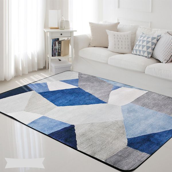 

Geometric Nordic Blue Grey Printed Rectangle Carpet Rugs Living Room Bedroom Tapete Non-Slip Children Kids Soft Play Floor Mats