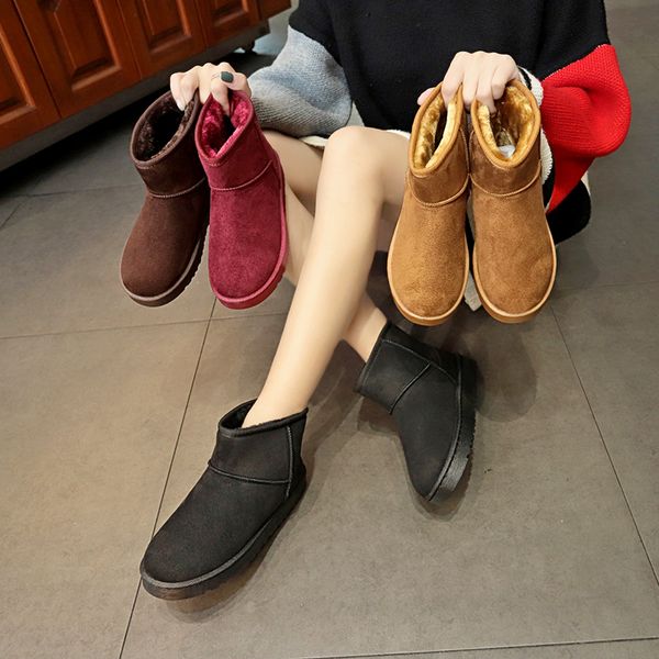 

winter shoes women fashion boots woman lace up booties ladies australia round toe low heels booties 2019 punk snow mid-calf mid, Black