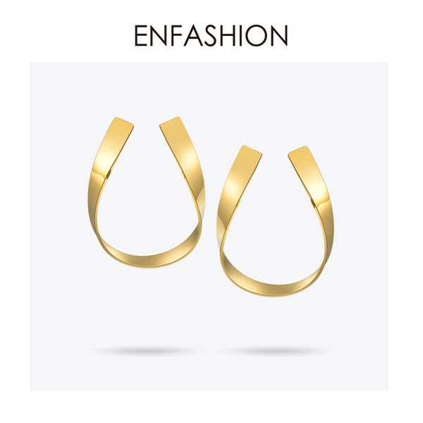 

enfashion jewelry geometric ribbon earrings gold color stainless steel long drop earrings for women earings eb171039, Silver