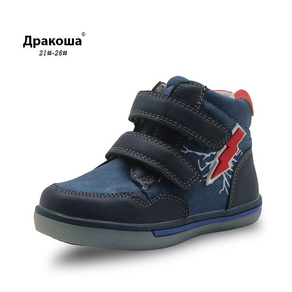 

apakowa winter boys boots new kids children' shoes arch support ankle boots for boys pu leather sports sneakers toddler flats, Black;grey