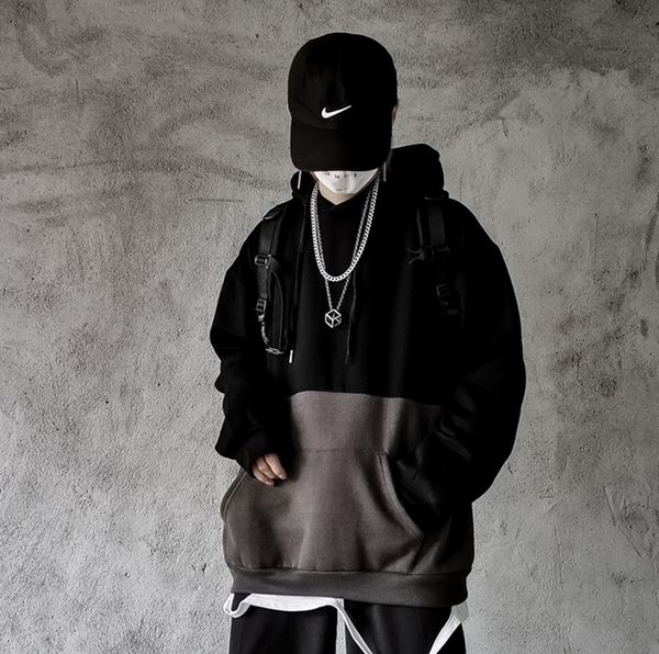 

photo shoot 2019 самый новый стиль dark ретро универсальный сыпучие-fit joint мужчины и женщины пары с капюшоном плюс velvet hoodie, Black