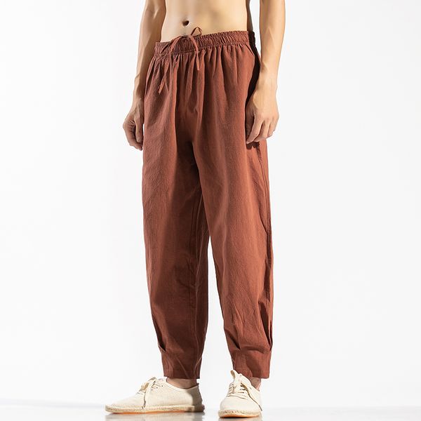 

casual streetwear pant men 2020 autumn hip hop solid ankle-length trousers man elastic waist fashion joggers harem pants, Black