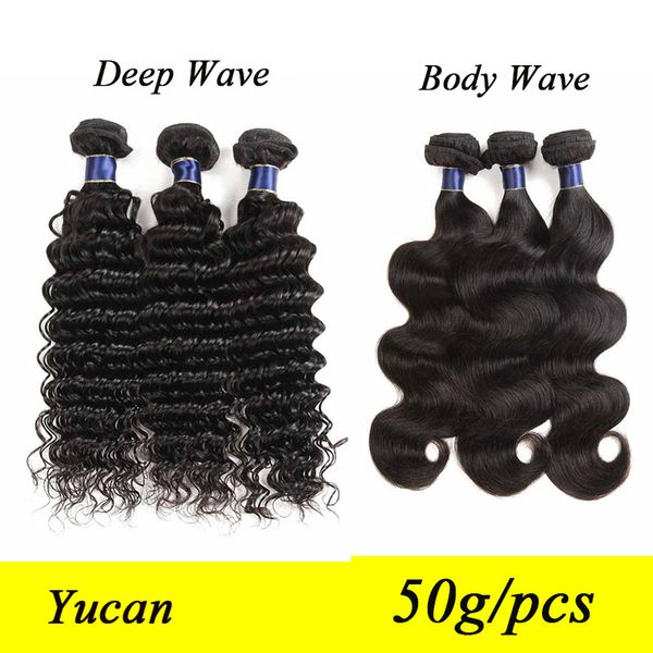 

9a peruvian brazilian virgin hair bundles deep wave 5/6 pcs lot peruvian remy human hair extensions weaves body wave 50g natural black
