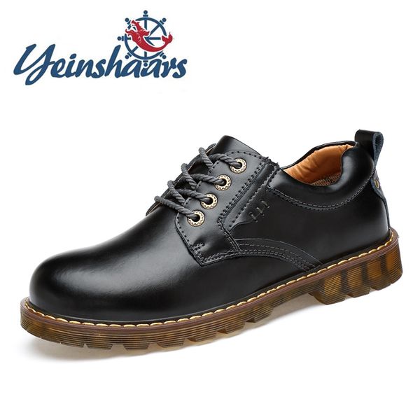 

mens casual leather shoes pointed toe british style formal shoes classic business mens style tooling flat, Black